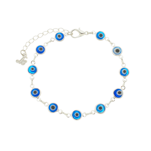 SB165SP(nb) Silver Plated navy-blue evil eye Bracelet