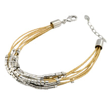 Load image into Gallery viewer, SB172R Natural Cord Bracelet with Silver Bands