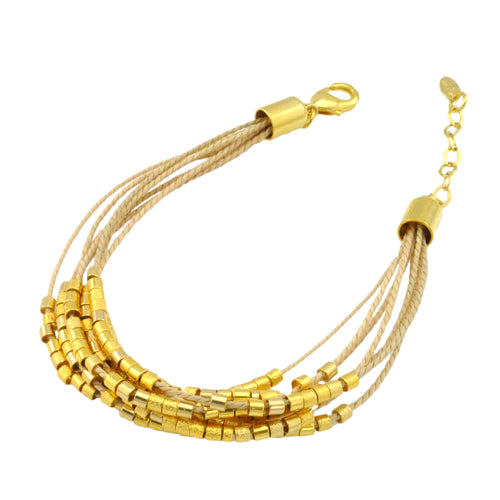 SB172 Natural Cord Bracelet with 18k Gold