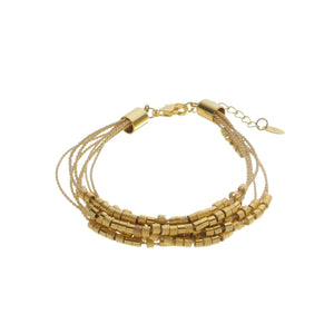 SB172 Natural Cord Bracelet with 18k Gold