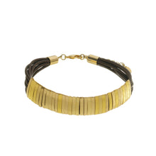 Load image into Gallery viewer, SB174C 18k Gold Plated Bracelet with Brown Leather