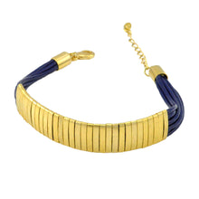 Load image into Gallery viewer, SB174D 18k Gold Plated Bracelet with Blue Leather