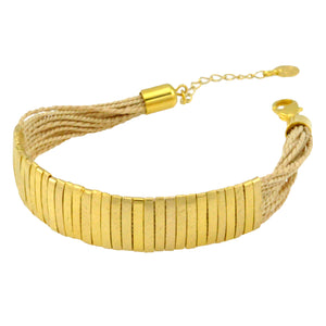 SB174 18k Gold plated Bracelet with Natural Fiber