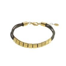 Load image into Gallery viewer, SB192C Brown Leather Bracelet with 18k Gold