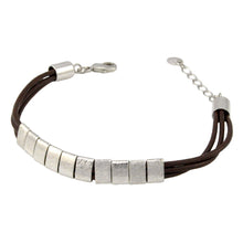Load image into Gallery viewer, SB192RC Brown Leather Bracelet with Silver Bands