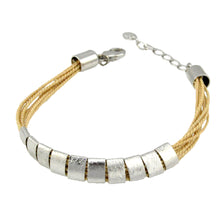 Load image into Gallery viewer, SB192R Natural Cord Bracelet with Silver Bands