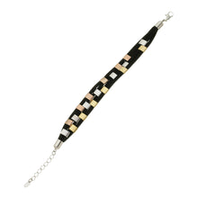 Load image into Gallery viewer, SB214 Leather Bracelet with Gold and Rhodium