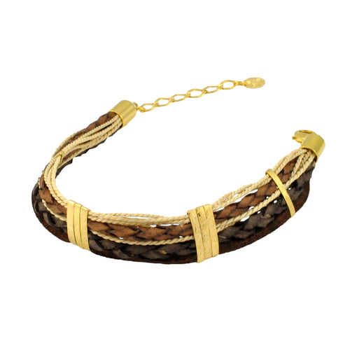 SB235 Leather Bracelet with Gold