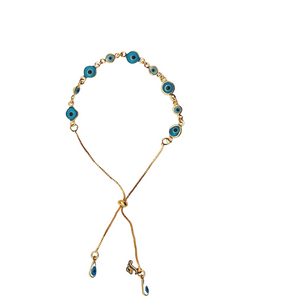 SB242BLU Adjustable 18K Gold Plated Bracelet
