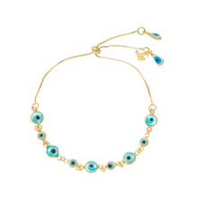 Load image into Gallery viewer, SB242BLU Adjustable 18K Gold Plated Bracelet
