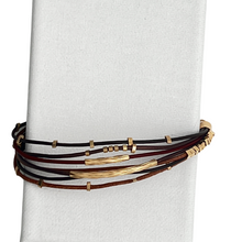 Load image into Gallery viewer, SB248BR Leather Bracelet with 18K Gold beads
