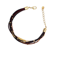 Load image into Gallery viewer, SB248BR Leather Bracelet with 18K Gold beads