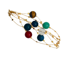 Load image into Gallery viewer, SB249 &quot;7 chakras&quot; Raffia Bracelet with 18K Gold Plated Beads