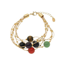 Load image into Gallery viewer, SB249 &quot;7 chakras&quot; Raffia Bracelet with 18K Gold Plated Beads