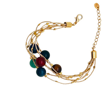 Load image into Gallery viewer, SB249 &quot;7 chakras&quot; Raffia Bracelet with 18K Gold Plated Beads