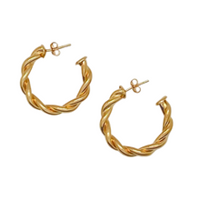 Load image into Gallery viewer, SE800B 18K Gold Plated &quot;twist&quot; Hoop Earrings