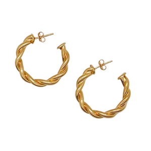SE800B 18K Gold Plated "twist" Hoop Earrings