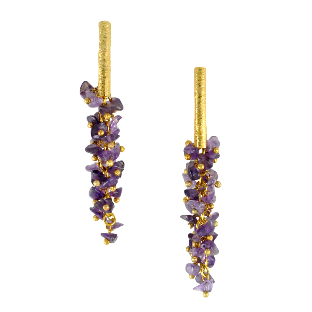 SE085AM 18k Gold Plated Earrings with Amethyst