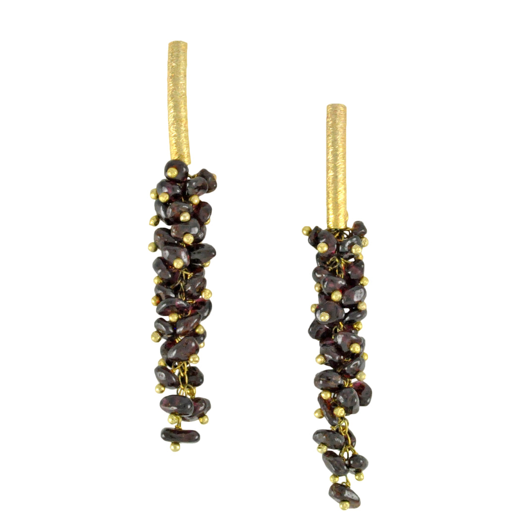 SE085GA 18k Gold Plated Earrings with Garnet