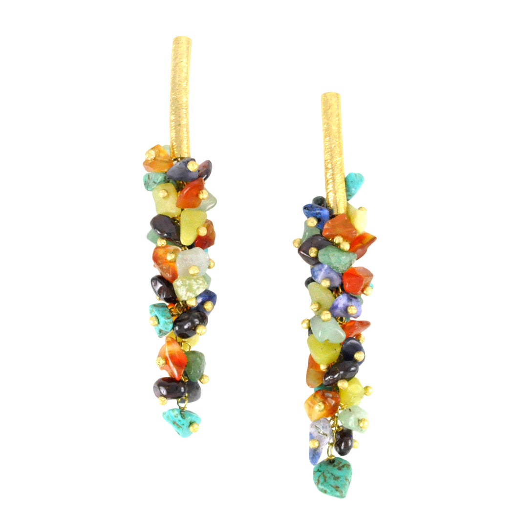 SE085MT 18k Gold Plated Earrings with Mixed Stones