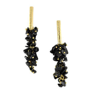 SE085ON 18k Gold Plated Earrings with Onyx