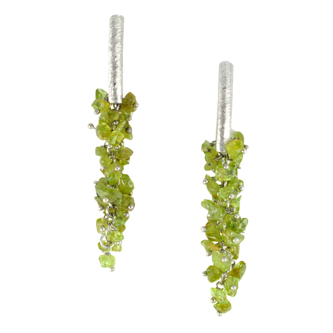 SE085RPD Rhodium Plated Earrings with Peridot