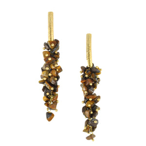 SE085TE 18k Gold Plated Earrings with Tiger Eye