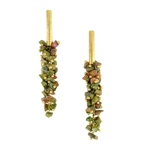 SE085UN 18k Gold Plated Earrings with Unakite