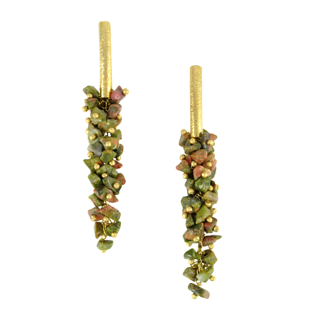 SE085UN 18k Gold Plated Earrings with Unakite