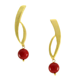 SE266CO 18k Gold Plated Earrings with bamboo coral