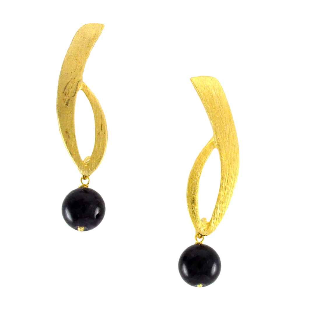 SE266ON 18k Gold Plated Earrings with Onyx