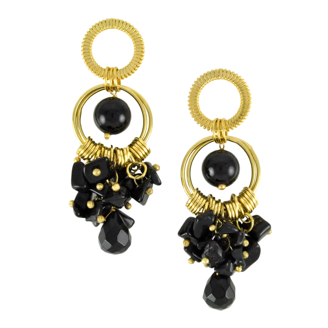SE282ON Earrings with Rings and Onyx