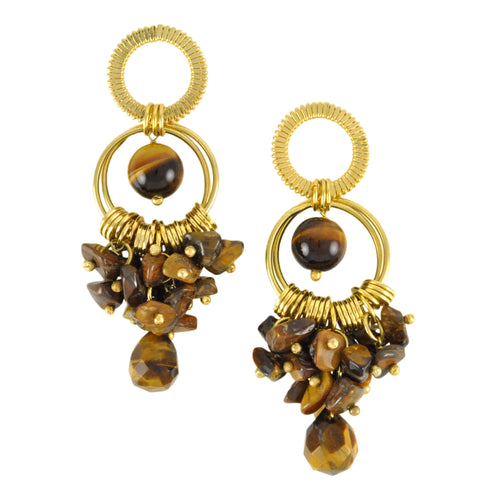 SE282TE Earrings with Rings and Tiger Eye