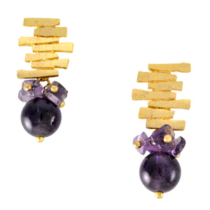SE292AM 18k Gold Plated Earrings with Amethyst