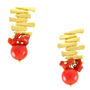 SE292CO 18k Gold Plated Earrings with Coral