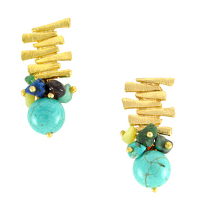 SE292MT 18k Gold Plated Earrings with mixed semiprecious stones