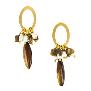 SE301TE Loop Earrings with Tiger Eye