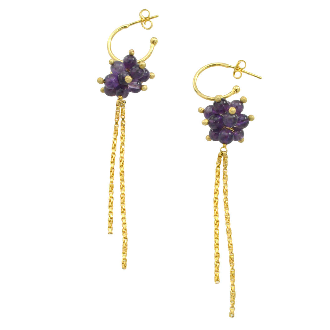 SE382AM 18k Gold Plated Earrings and Amethyst