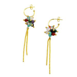 SE382MT 18k Gold Plated Earrings with Mixed Semiprecious Stones