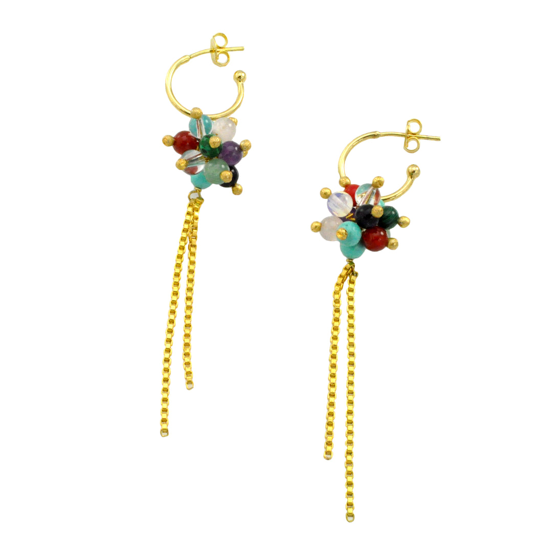 SE382MT 18k Gold Plated Earrings with Mixed Semiprecious Stones