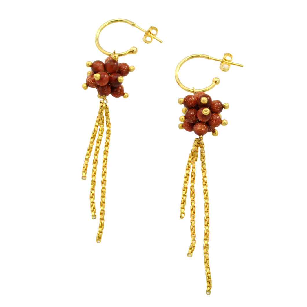 SE382SS 18k Gold Plated Earrings with Sun Stone