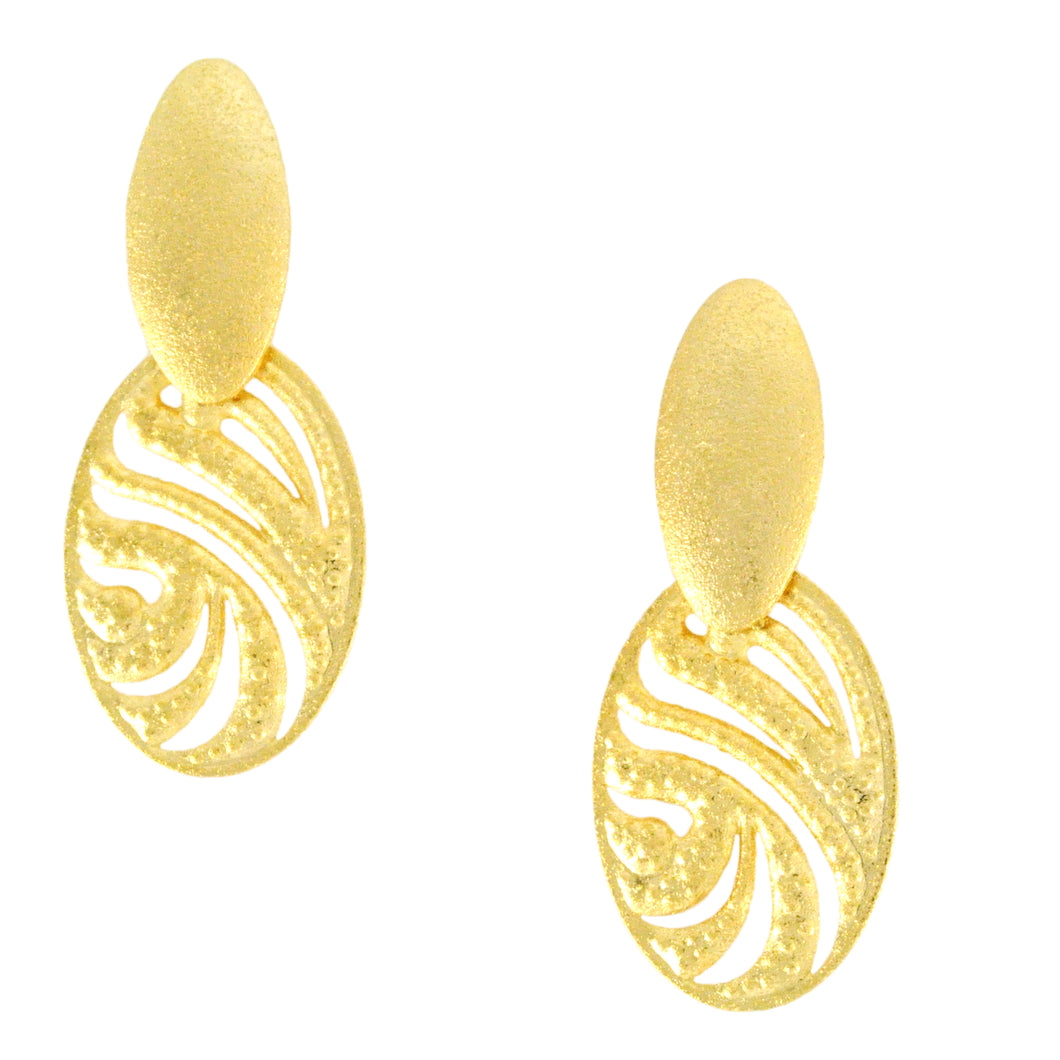 SE431 Gold Plated Earrings with Oval Medallion