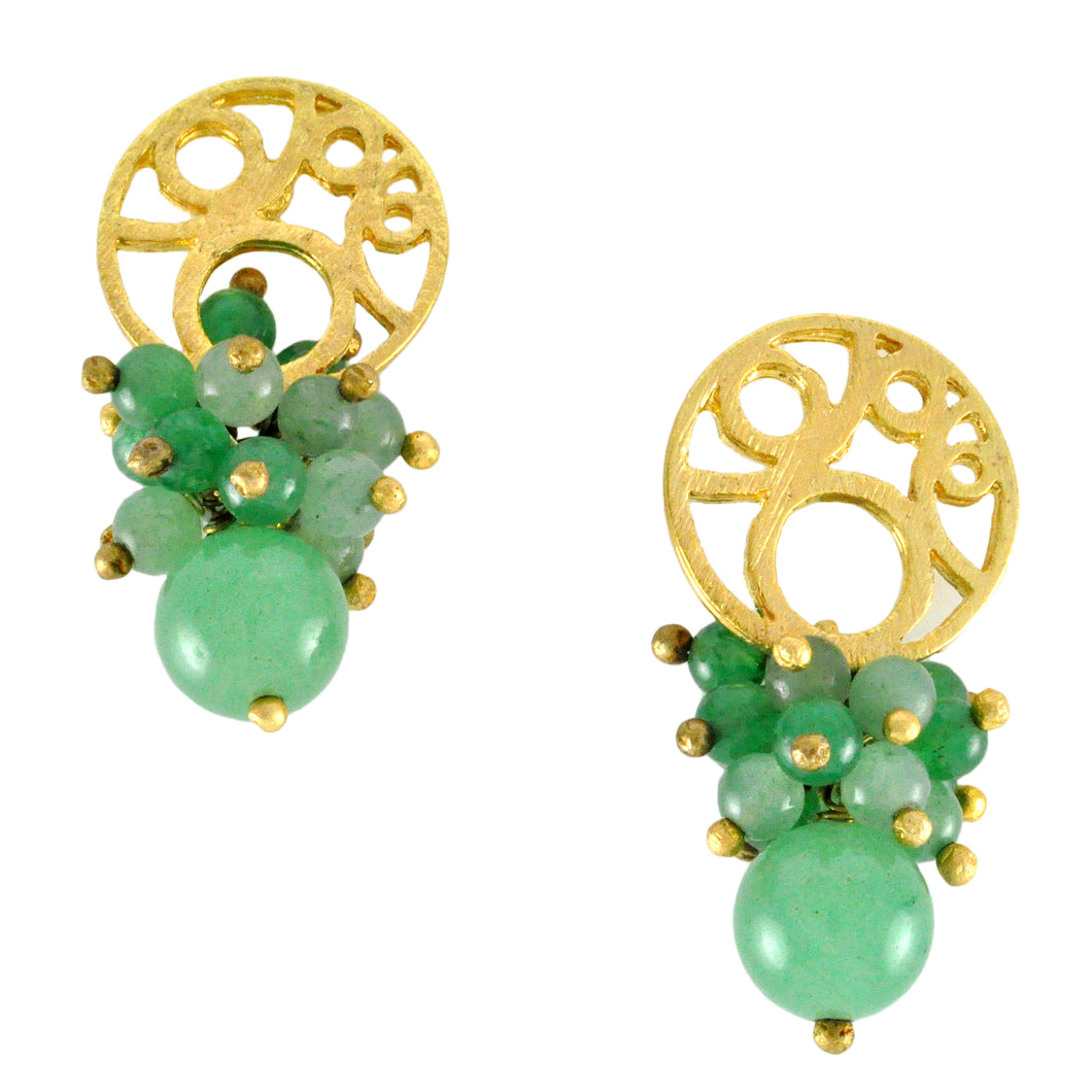 SE451GQ Gold Earrings with Green Quartz