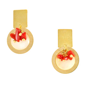 SE456CO Earrings with Mother-of-Pearl and Coral