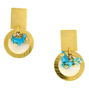 SE456TQ Earrings with Mother-of-Pearl and Turquoise