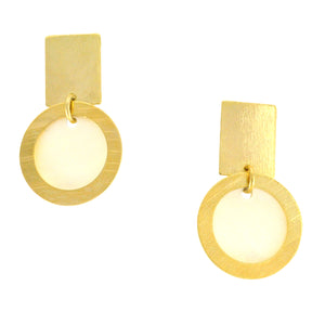 SE456 18k Gold Plated Earrings with Mother-of-Pearl Disks