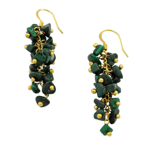 SE472MK Grape Cluster Earrings with Malachite