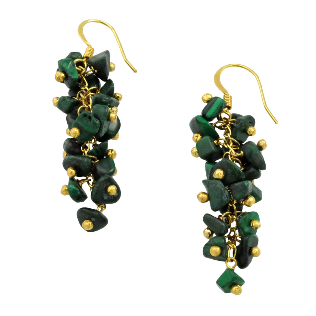 SE472MK Grape Cluster Earrings with Malachite