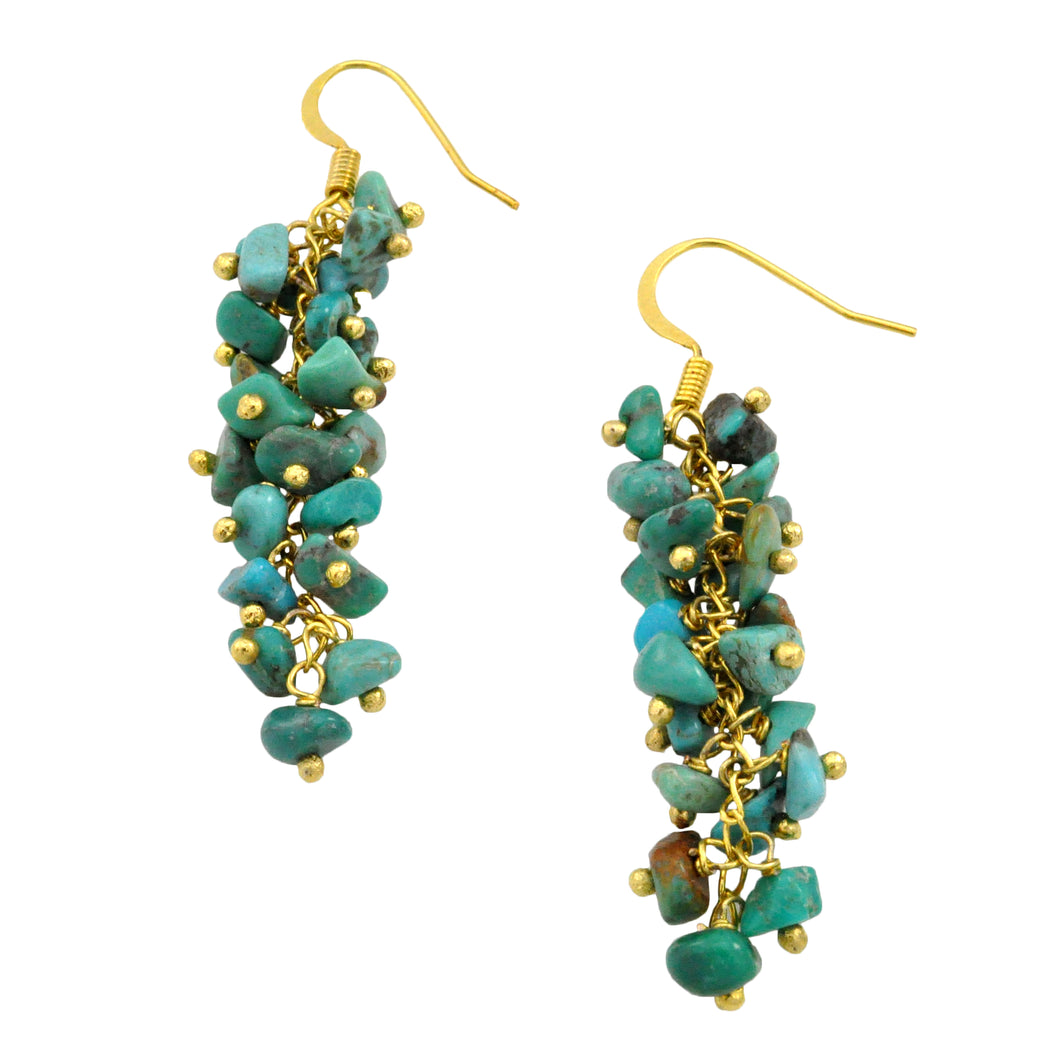 SE472TQ Grape Cluster Earrings with Turquoise