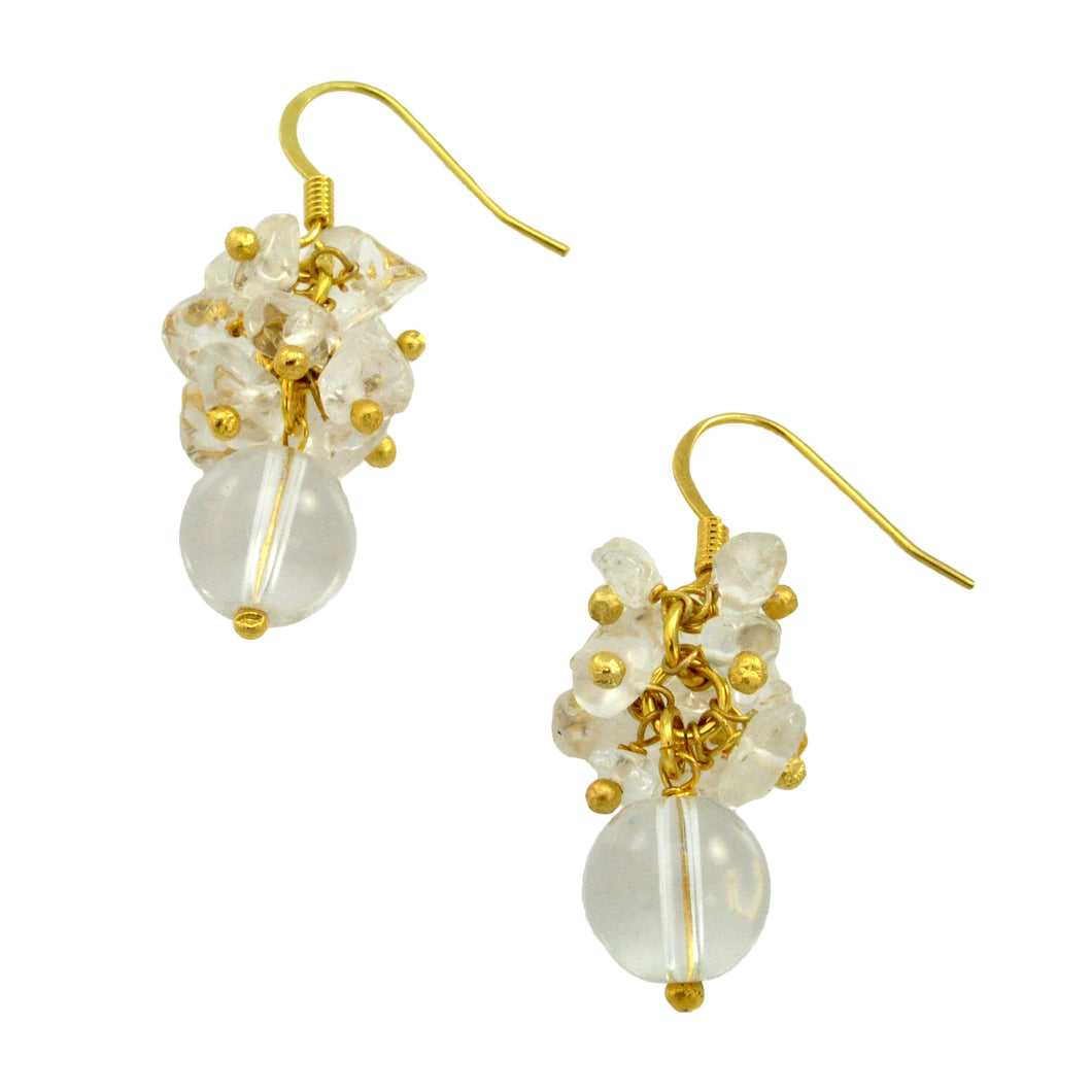 SE482CQ 18k Gold Plated Earrings with Clear Quartz